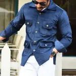 Royal Blue Corduroy Hunting Shacket | Premium Men's Outerwear | Classic Shirt-Jacket Design | Comfortable Cotton Corduroy | Size 36-44